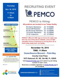 PEMCO Recruiting Event Flyer Palm Bay