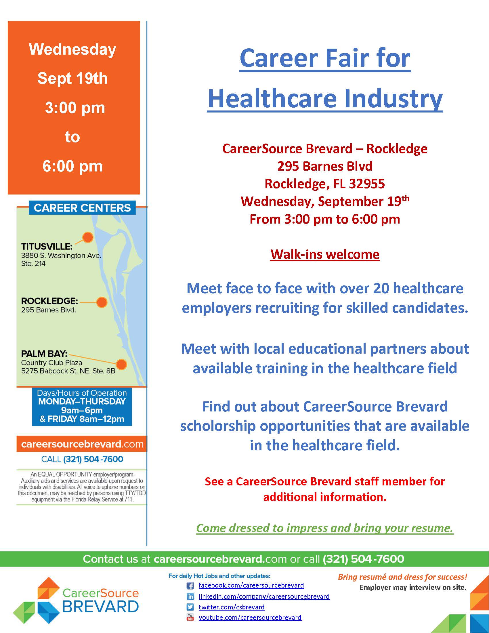 Healthcare Career Fair Rockledge Careersource Brevard