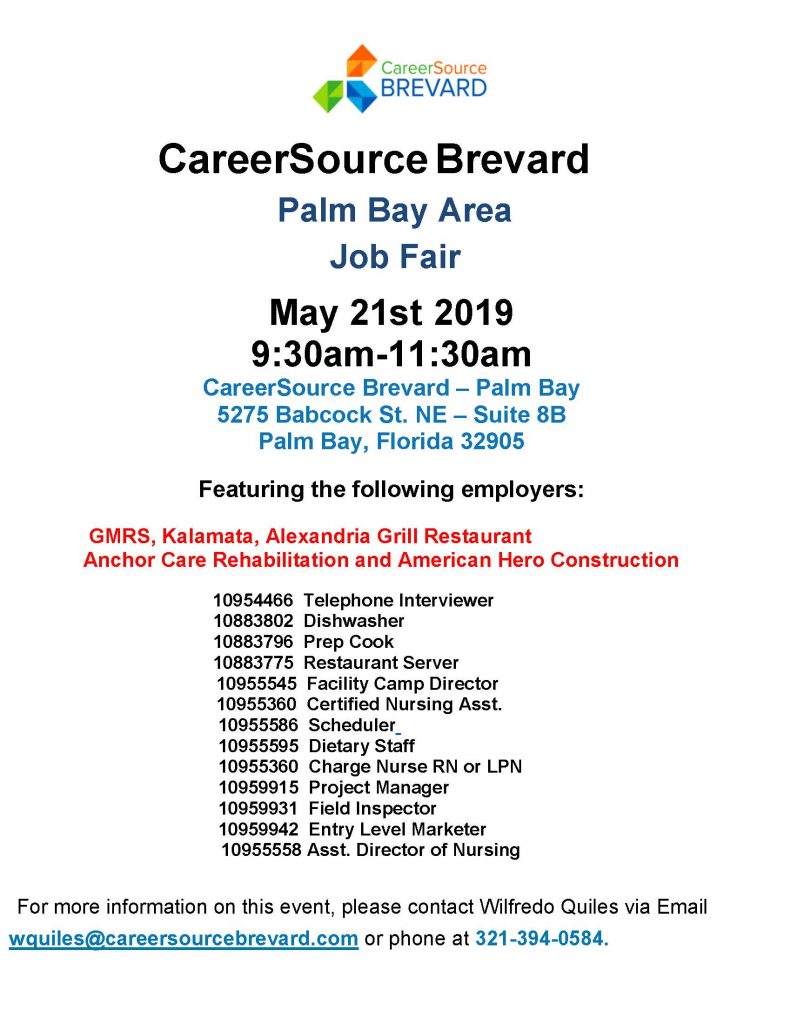 CareerSource Brevard Palm Bay Area Job Fair CareerSource Brevard