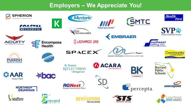 Logos of CareerSource Brevard employer partners